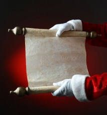 santa's hands holding list