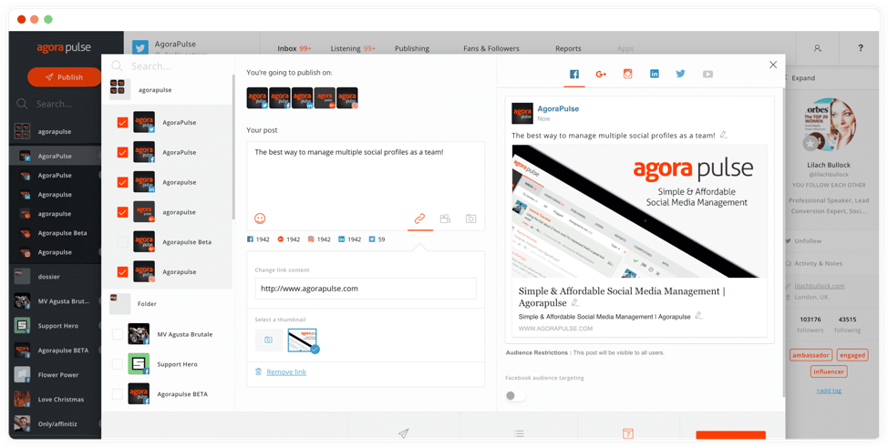 An image showing an AgoraPulse screenshot of auto post with queues feature.