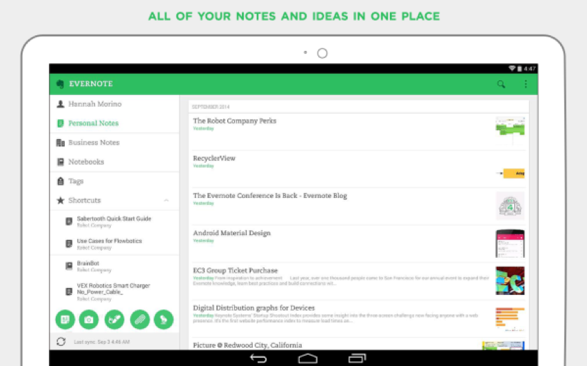 An image showing a screenshot of the Evernote tool.